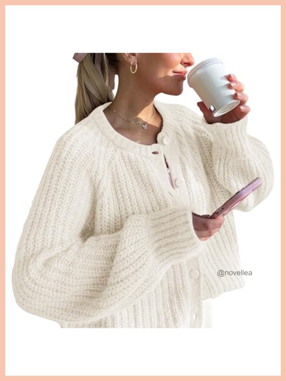 Hixiaohe Women's Chunky Knit Cardigan Sweater Y2K Button Down Long Sleeve